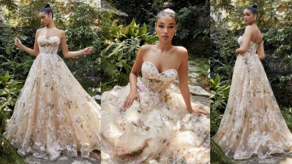 Cottagecore Floral Garden Wedding Dress