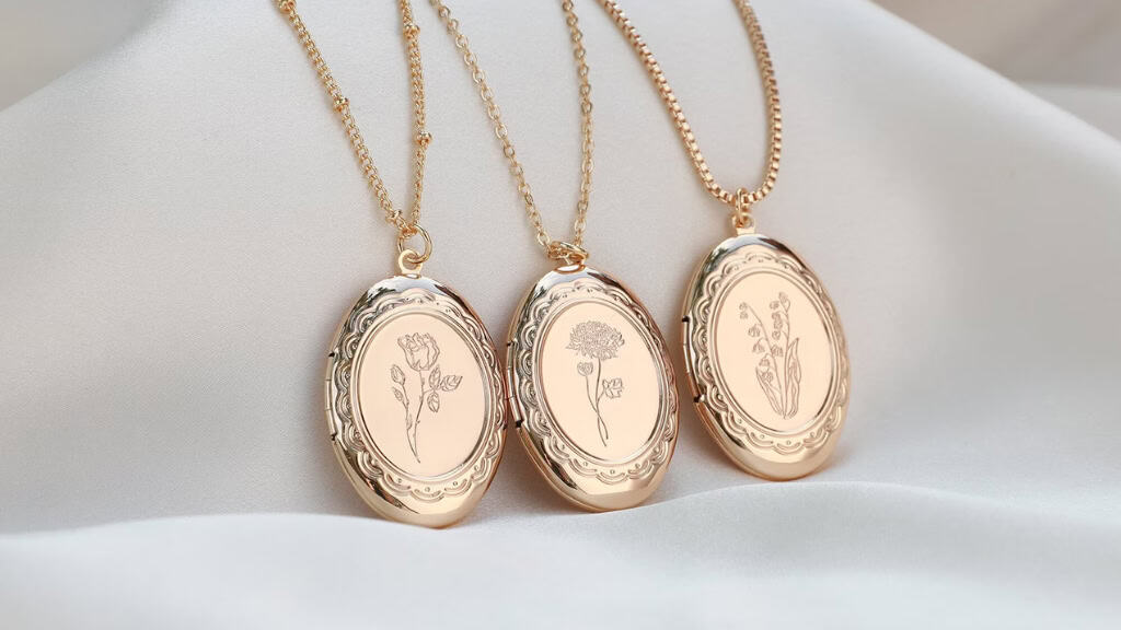 Custom Birth Flower Locket Necklace