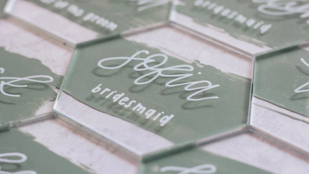 Custom Handwritten Hexagon Acrylic Place Cards
