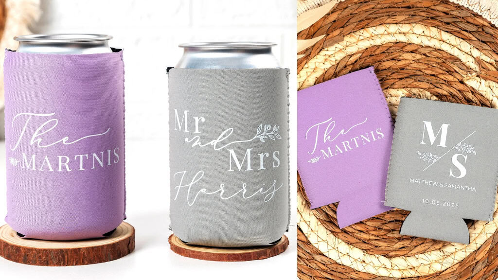 Custom Wedding Neoprene Can Coolers