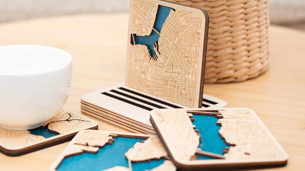 Custom Wood City Map Coasters