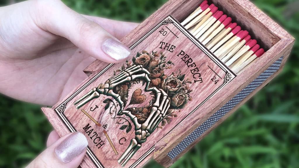 Personalized Wooden Matchbox for Couples