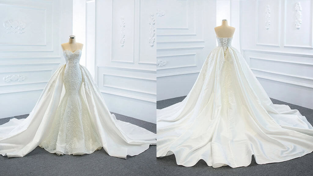 Customized Pearl Lace Mermaid Wedding Dress
