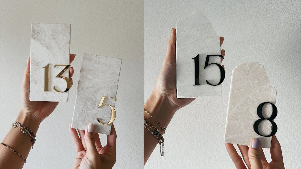 Daylight Botticino Marble Acrylic Table Numbers