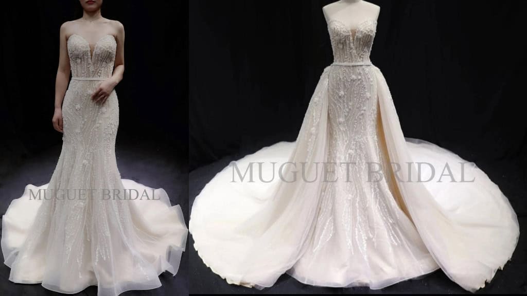 Mermaid Wedding Dress with Detachable Skirt