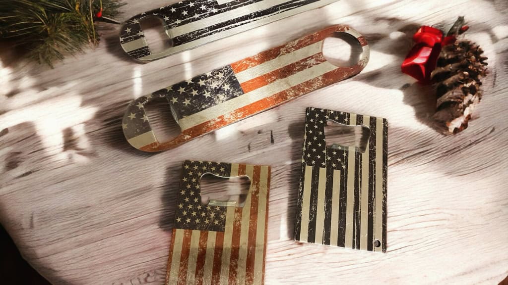 Distressed American Flag Metal Bottle Opener