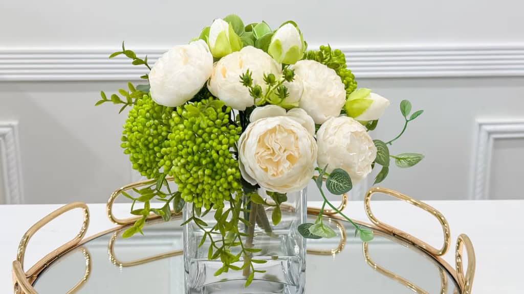 Elegant Faux Floral Centerpiece with Vase