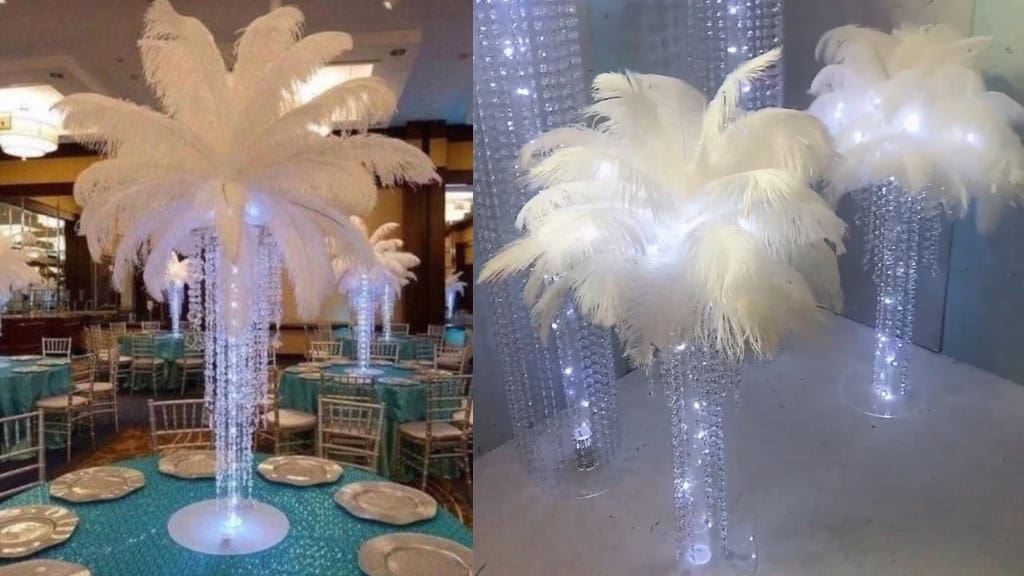 Elegant Feather Wedding Centerpiece