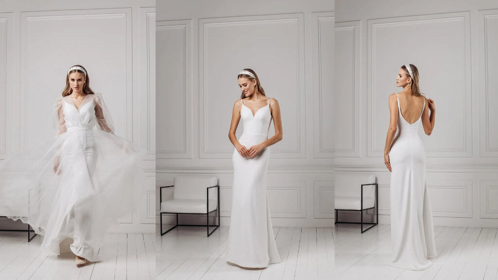 Elegant V-Neck Open Back Wedding Dress