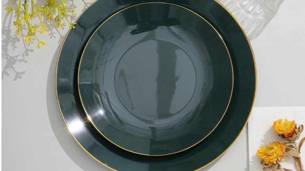Emerald Green Gold Premium Round Plates