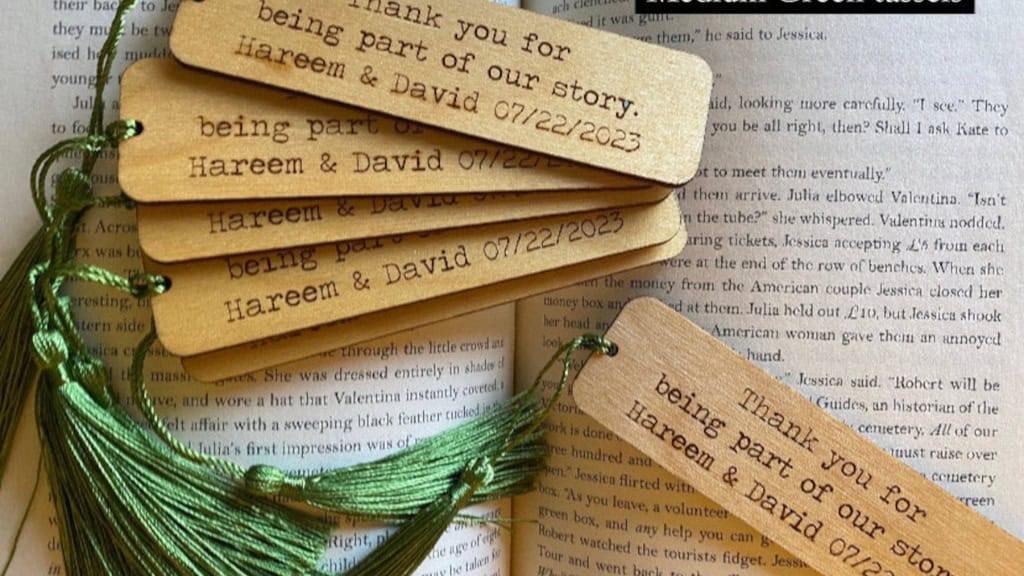 Engraved Wooden Wedding Bookmark