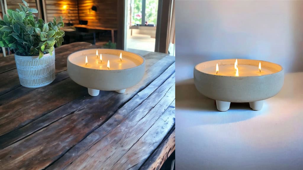Extra Large Concrete Beeswax Candle