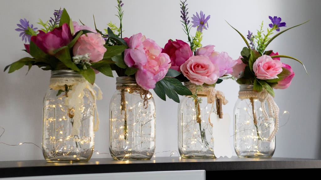 Fairy Light Mason Jar Centerpieces