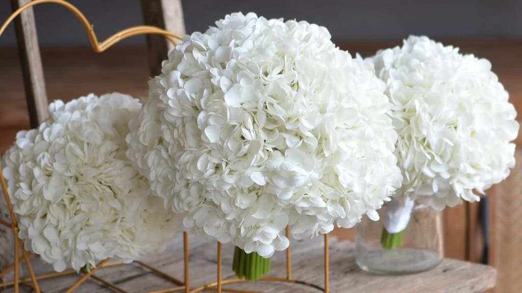 Faux Cream White Hydrangea Bridal Bouquet
