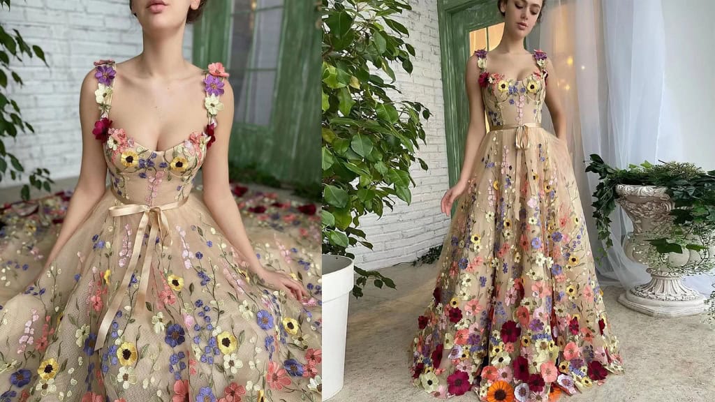 Floral Embroidered Maxi Dress with Bow