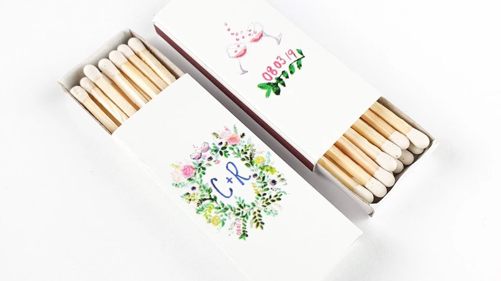 Floral Monogram Personalized Matchboxes
