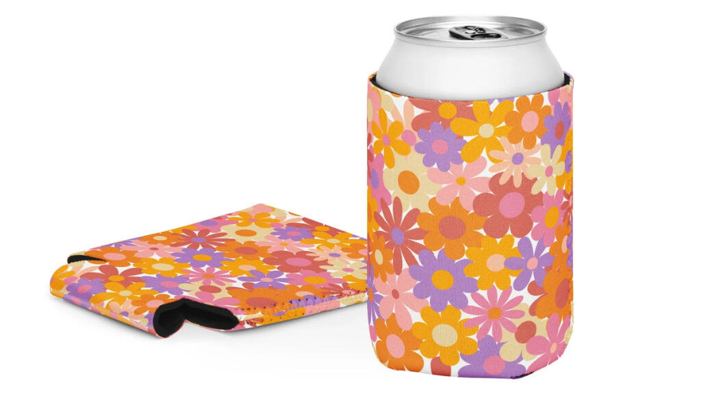 Floral Print Can Koozie