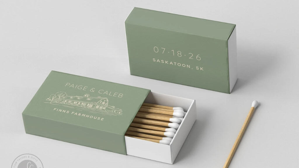 Foiled Custom Venue Wedding Matchboxes