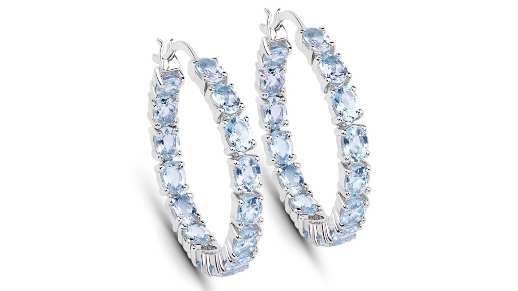 Sterling Silver Blue Topaz Hoop Earrings