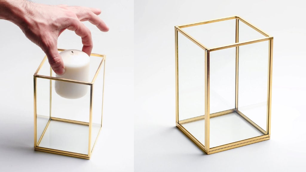 Glass and Brass Gold Candle Holder