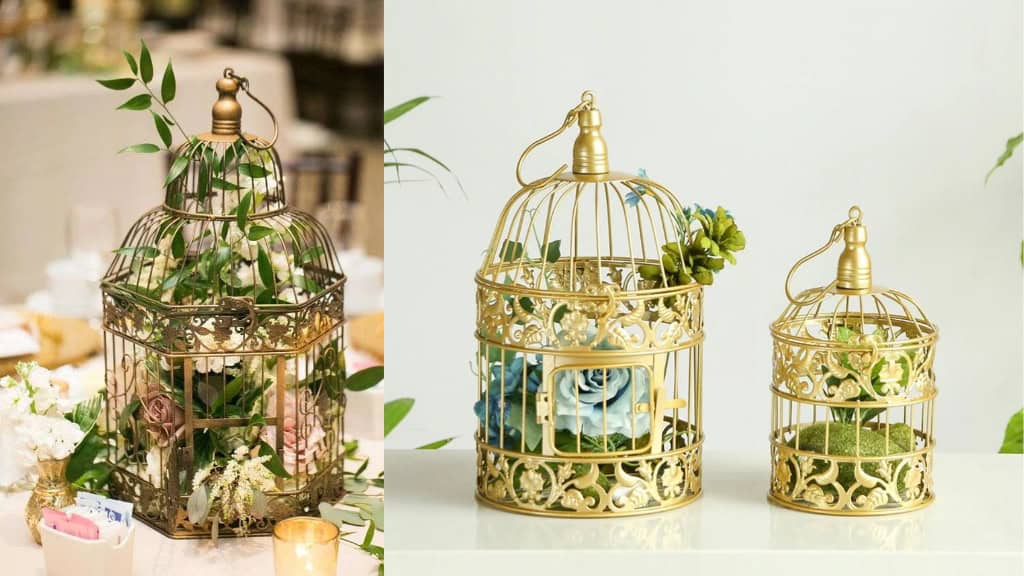 Gold Birdcage Wedding Card Holder