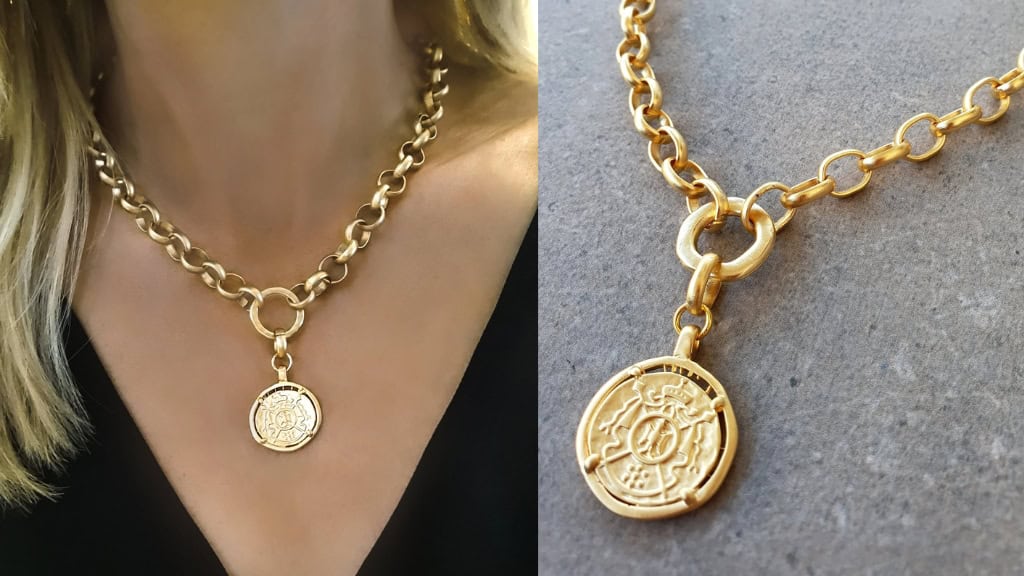 Gold Chunky Greek Medallion Choker