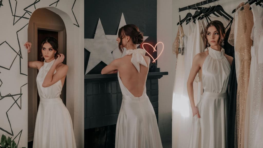 Halter Neck Satin A-Line Wedding Dress