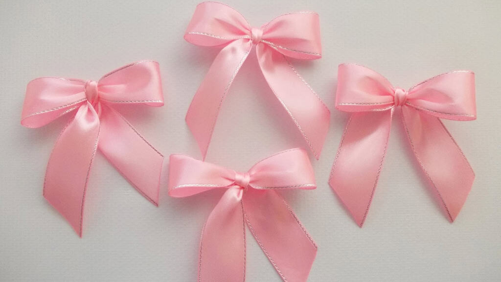 Handmade Pink Satin Ribbon Bows