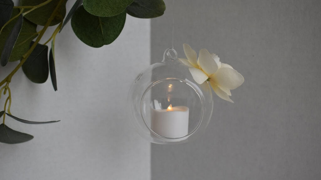 Glass Orb Tea Light with Flower
