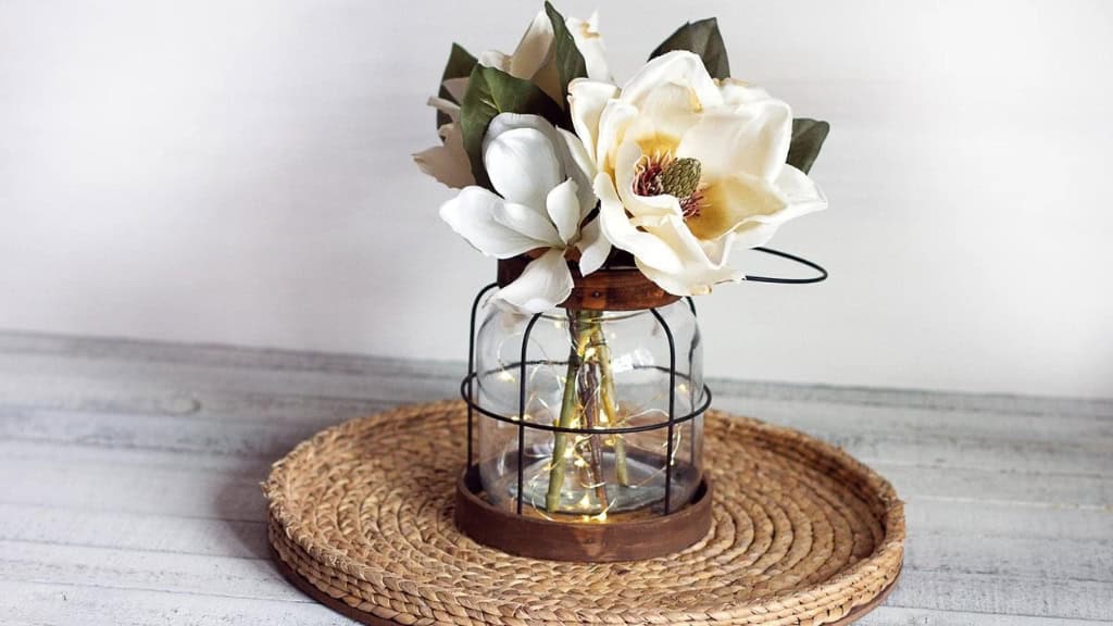 Lantern Centerpiece with Flowers and Lights