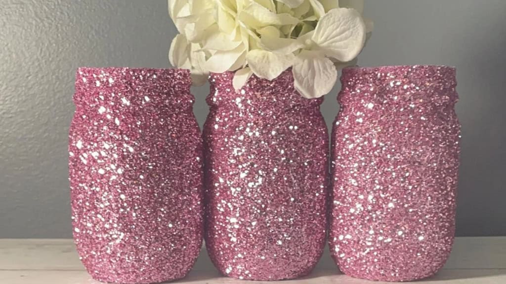 Lavender Glitter Mason Jars