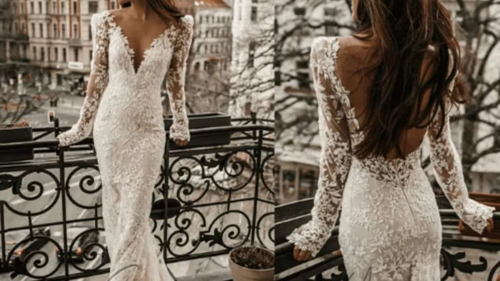 Elegant Long Sleeve Lace Mermaid Dress