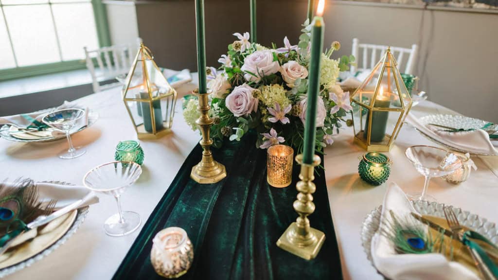 Luxe Green Velvet Table Runner