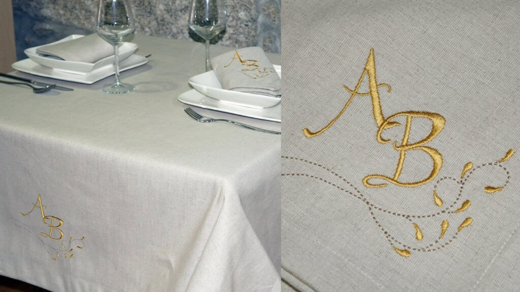Personalized Monogram Linen Tablecloth