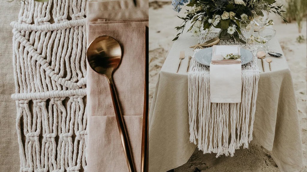 Offwhite Macrame Table Runner