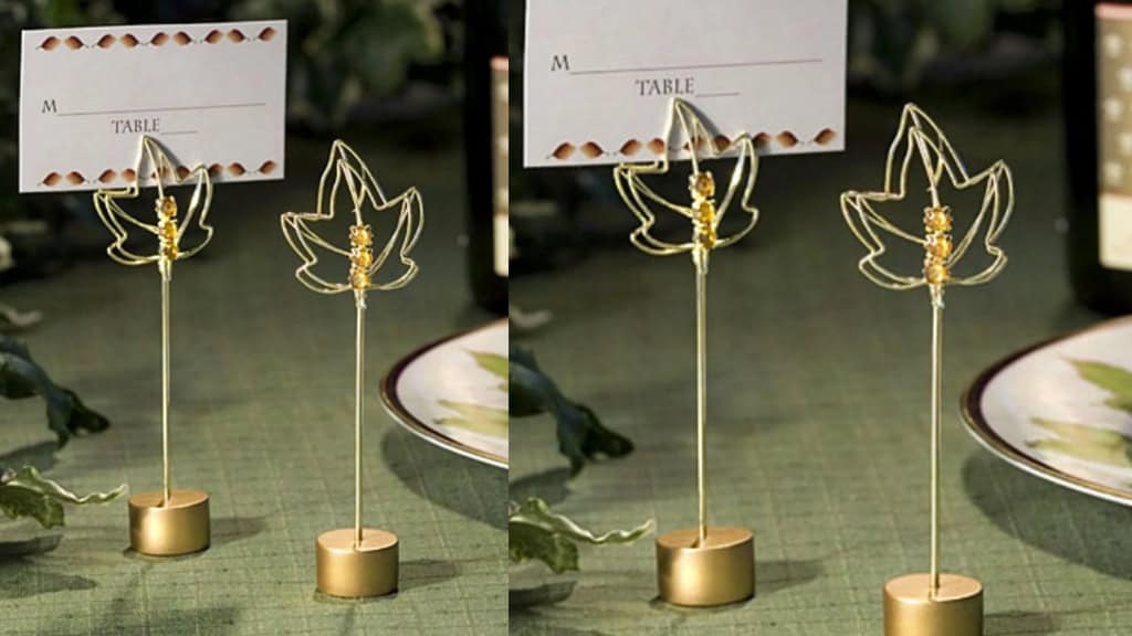 Maple Leaf Gold Place Card Holders