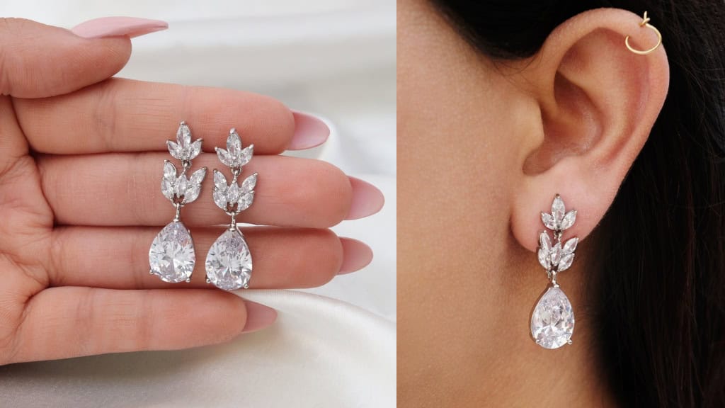 Marquise CZ Floral Cluster Earrings
