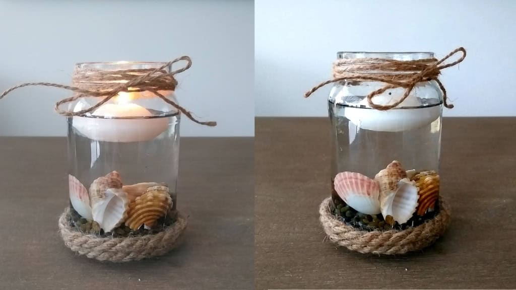 Mason Jar Candle Holder with Seashells