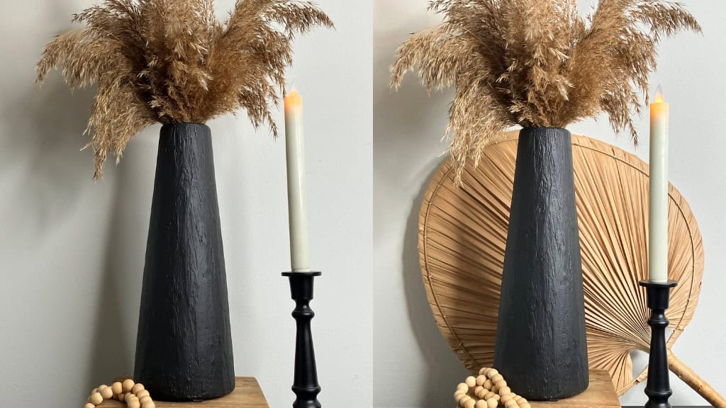 Matte Black Textured Ceramic Vase