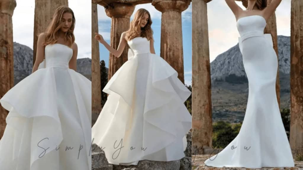 Mermaid Satin Bride Gown with Detachable Train