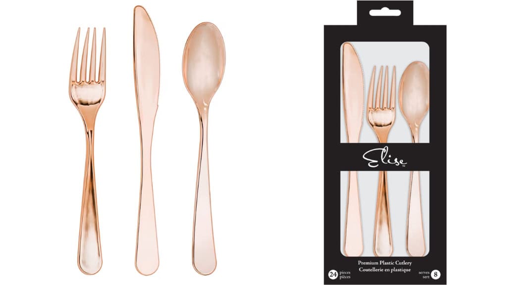 Metallic Rose Gold Silverware Set