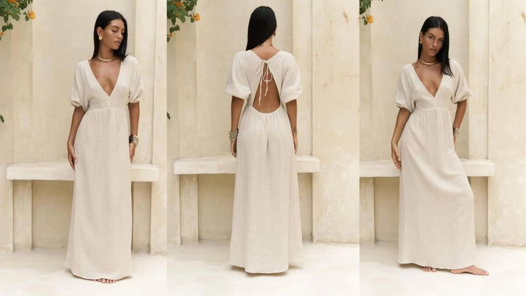 Minimal Hemp & Cotton Backless Maxi Dress