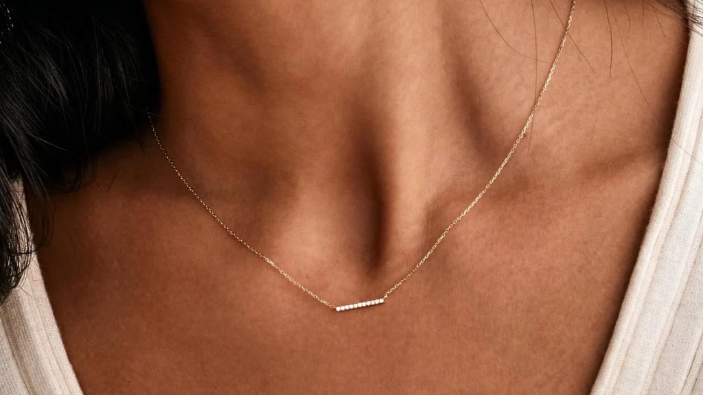 14K Gold Minimalist Pave Diamond Necklace