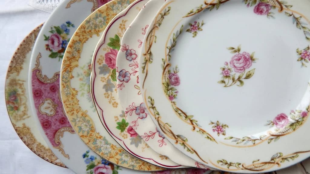 Vintage Mismatched Porcelain Dinner Plates