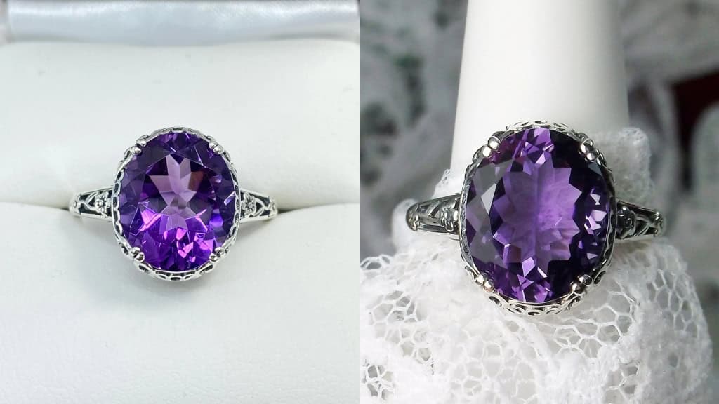 Natural Amethyst Sterling Silver Ring
