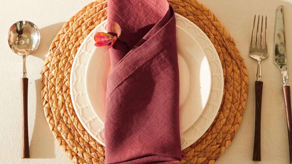 Deep Crimson Stonewashed Linen Napkin