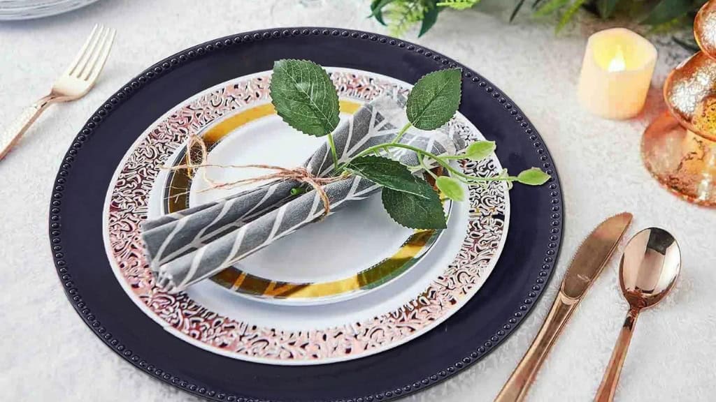 Navy Blue Beaded Acrylic Charger Plates