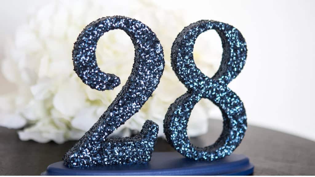 Navy Glitter Freestanding Table Numbers