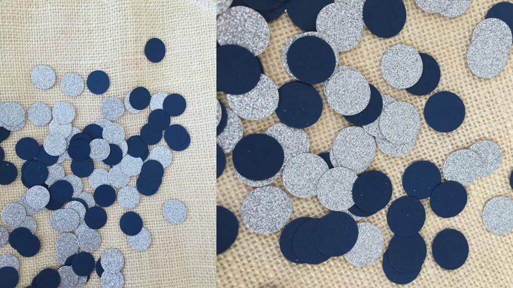 Navy and Silver Glitter Circle Confetti