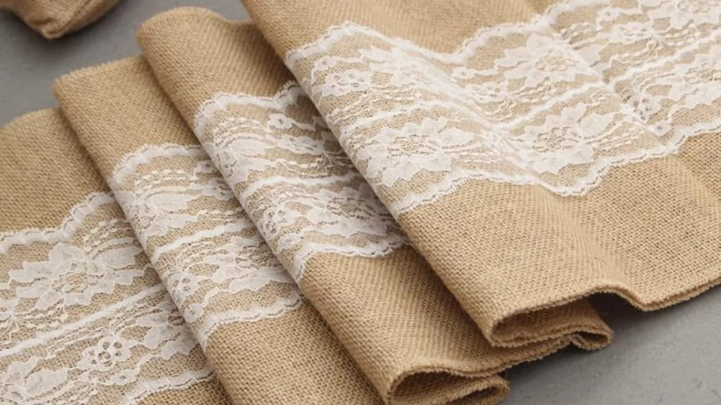 No.15 Burlap and Lace Table Runner